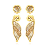 Boucles d'oreilles clips longues Angèle résine métallisée et sequins - doré Dore