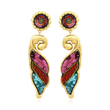Boucles d'oreilles clips longues Angèle résine métallisée et sequins - orange violet Orange violet