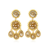Boucles d'oreilles clips pendantes Angèle résine métallisée et sequins - doré Dore