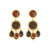 Boucles d'oreilles clips pendantes Angèle résine métallisée et sequins - orange violet Orange violet