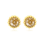 Boucles d'oreilles clips rondes Angèle en résine métallisée et sequins - doré Dore