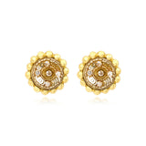 Boucles d'oreilles clips rondes Angèle en résine métallisée et sequins - doré Dore