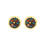Boucles d'oreilles clips rondes Angèle en résine métallisée et sequins - orange Orange