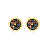 Boucles d'oreilles clips rondes Angèle en résine métallisée et sequins - orange Orange