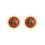 Boucles d'oreilles tiges percées Angèle en résine métallisée et sequins - orange Orange