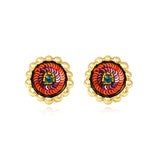 Boucles d'oreilles tiges percées Angèle en résine métallisée et sequins - orange Orange