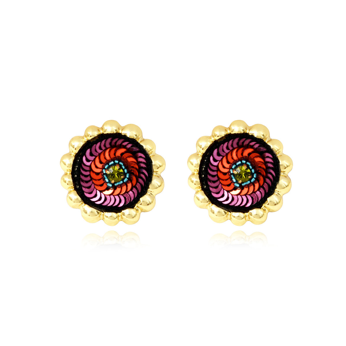 Boucles d'oreilles tiges percées Angèle en résine métallisée et sequins - violet Violet