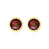 Boucles d'oreilles tiges percées Angèle en résine métallisée et sequins - violet Violet