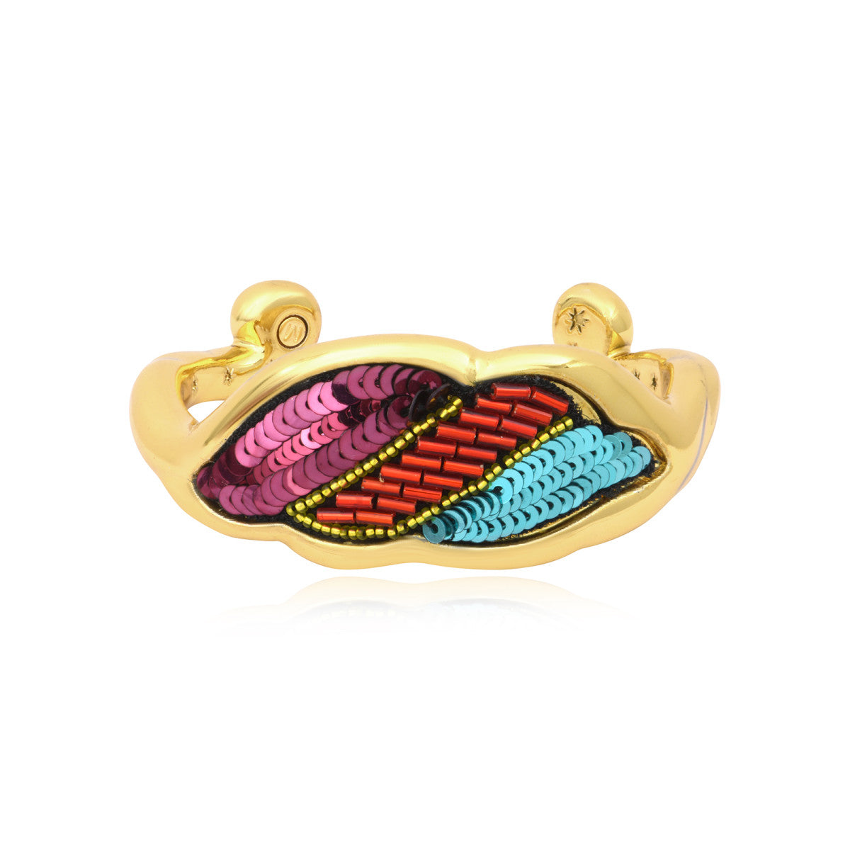 Bracelet jonc Angèle en résine métallisée et sequins taille S - orange violet Orange violet