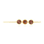 Bracelet chaîne réglable en résine métallisée et sequins - orange violet Orange violet