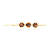 Bracelet chaîne réglable en résine métallisée et sequins - orange violet Orange violet