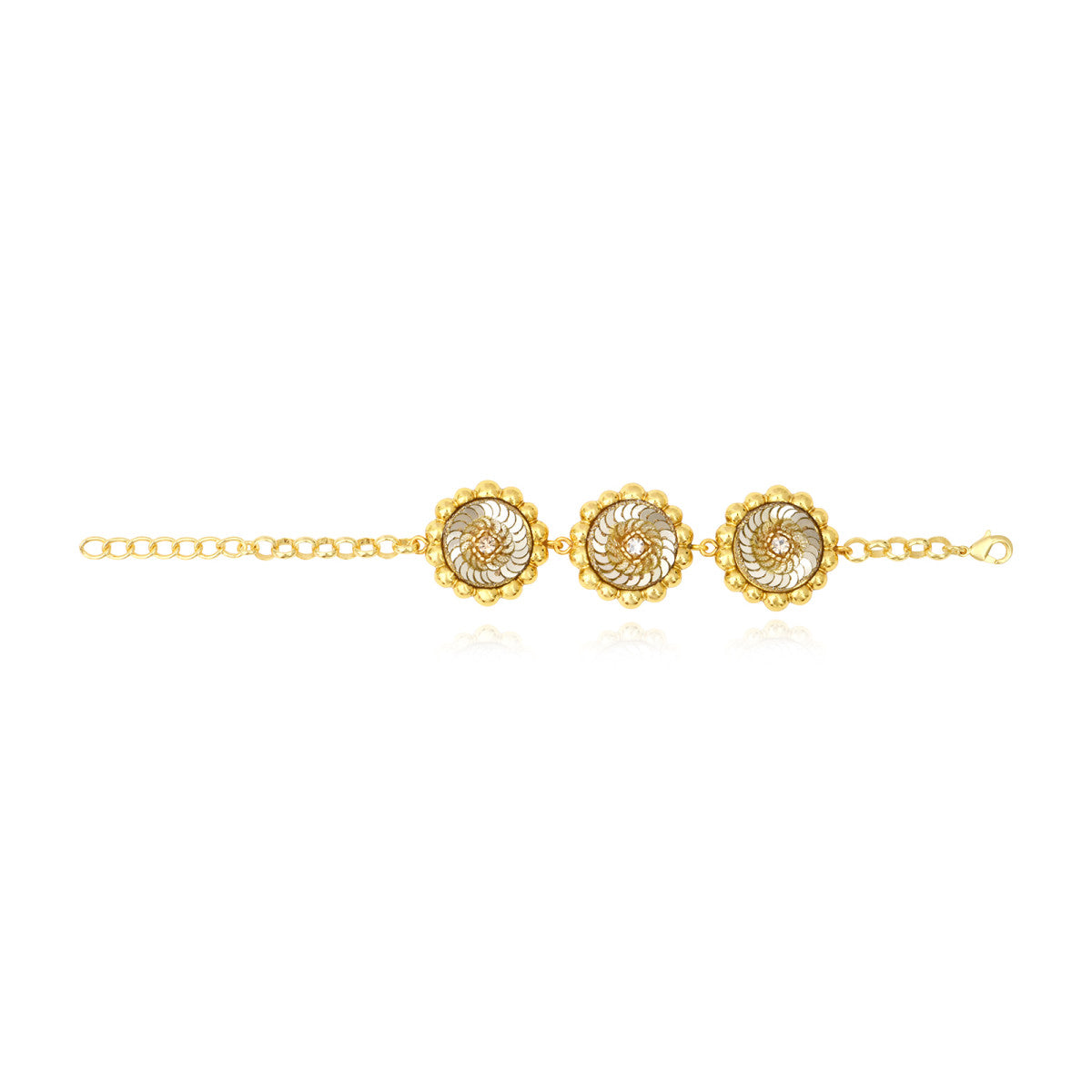 Bracelet chaîne réglable en résine métallisée et sequins - doré Dore