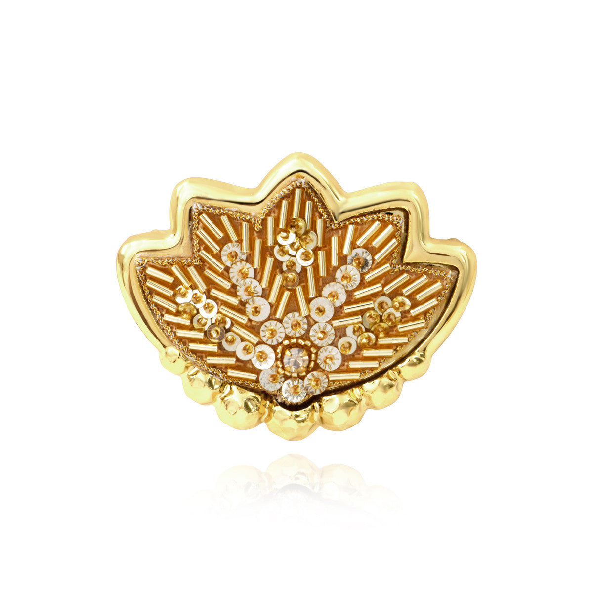 Broche Angèle en résine métallisée et sequins - doré Dore