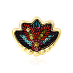 Broche Angèle en résine métallisée et sequins - orange violet Orange violet