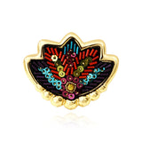 Broche Angèle en résine métallisée et sequins - orange violet Orange violet