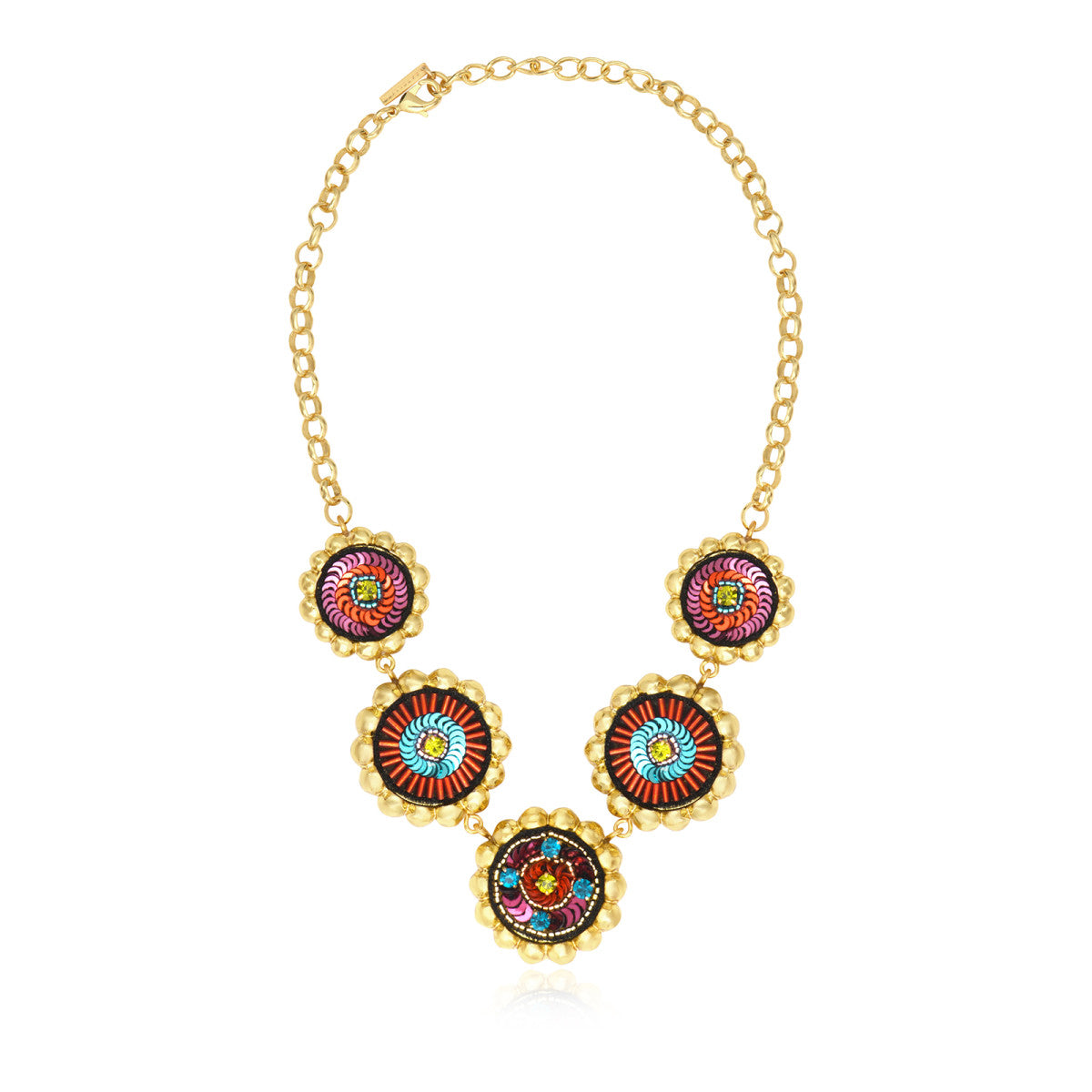 Collier Angèle en résine métallisée et sequins - orange vert Orange violet