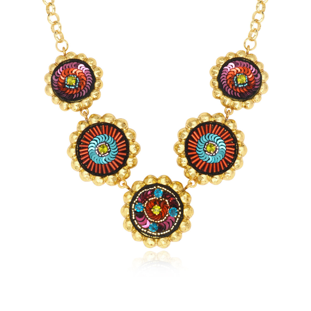 Collier Angèle en résine métallisée et sequins - orange vert Orange violet