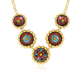 Collier Angèle en résine métallisée et sequins - orange vert Orange violet