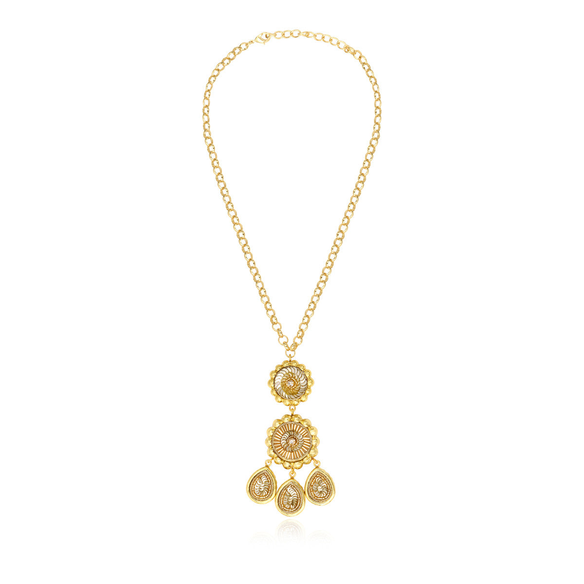 Collier long Angèle en résine métallisée et sequins - doré Dore