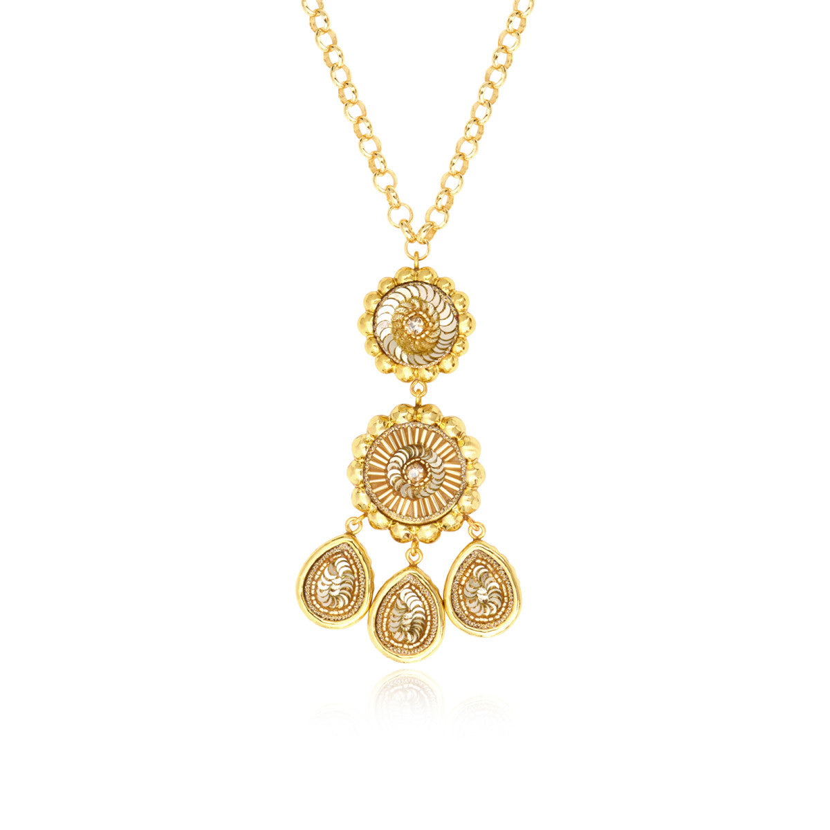 Collier long Angèle en résine métallisée et sequins - doré Dore