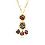 Collier long Angèle en résine métallisée et sequins - orange violet Orange violet