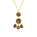 Collier long Angèle en résine métallisée et sequins - orange violet Orange violet