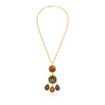Collier long Angèle en résine métallisée et sequins - orange violet Orange violet