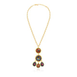 Collier long Angèle en résine métallisée et sequins - orange violet Orange violet