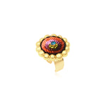 Bague ronde Angèle en résine métallisée et sequins taille M - orange Orange