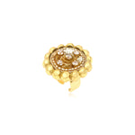 Grosse bague ronde Angèle en résine métallisée et sequins taille M - doré Dore