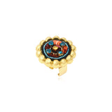 Grosse bague ronde Angèle en résine métallisée et sequins taille M - orange Orange