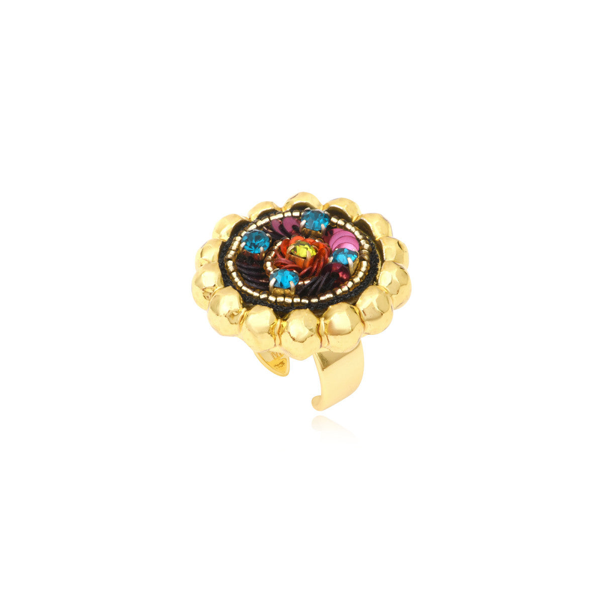 Grosse bague ronde Angèle en résine métallisée et sequins taille M - violet Violet