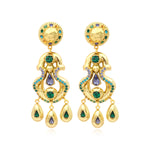 Boucles d'oreilles clips Gloria en résine métallisée et cristaux - vert Bleu vert
