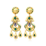 Boucles d'oreilles clips Gloria en résine métallisée et cristaux - vert Bleu vert