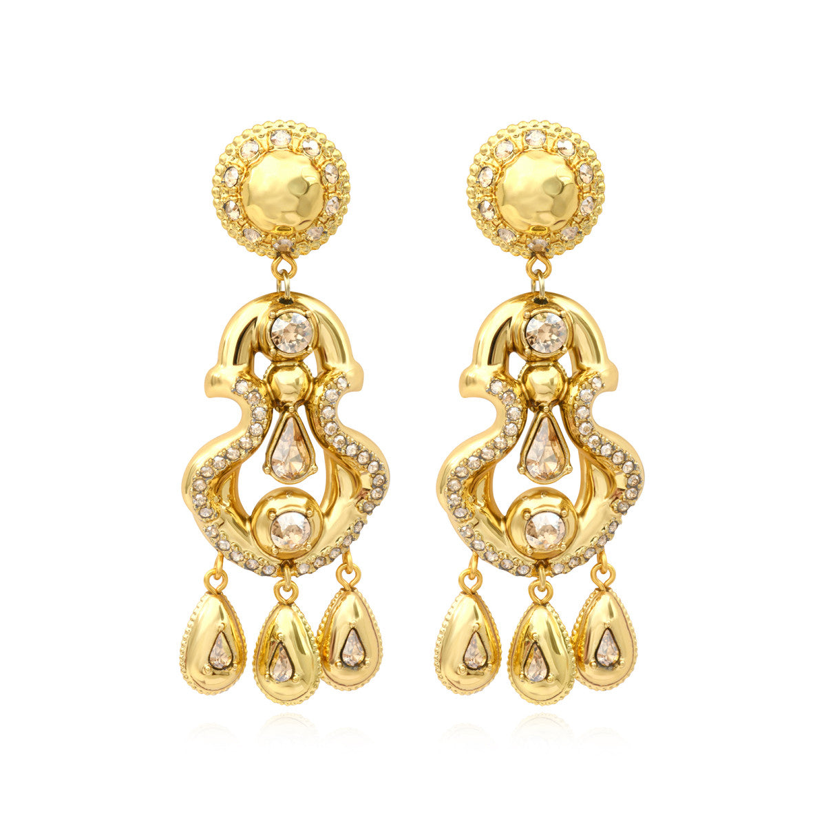 Boucles d'oreilles clips Gloria en résine métallisée et cristaux - doré Dore