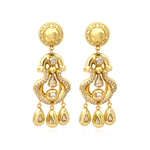 Boucles d'oreilles clips Gloria en résine métallisée et cristaux - doré Dore