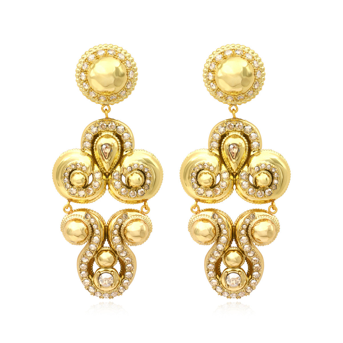 Boucles d'oreilles clips Gloria en résine métallisée dorée et cristaux - doré Dore