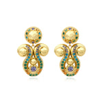 Boucles d'oreilles clips Gloria résine métallisée et cristaux - vert Bleu vert