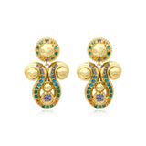 Boucles d'oreilles clips Gloria résine métallisée et cristaux - vert Bleu vert
