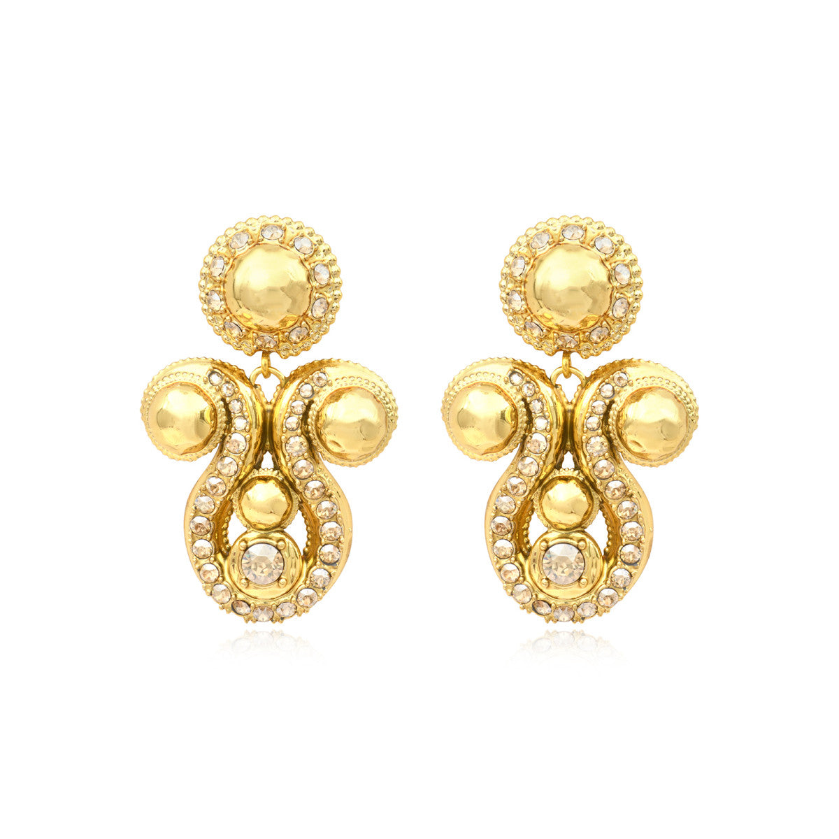 Boucles d'oreilles clips Gloria résine métallisée et cristaux - doré Dore