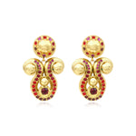 Boucles d'oreilles clips Gloria résine métallisée et cristaux - rouge Rose rouge