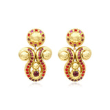 Boucles d'oreilles clips Gloria résine métallisée et cristaux - rouge Rose rouge