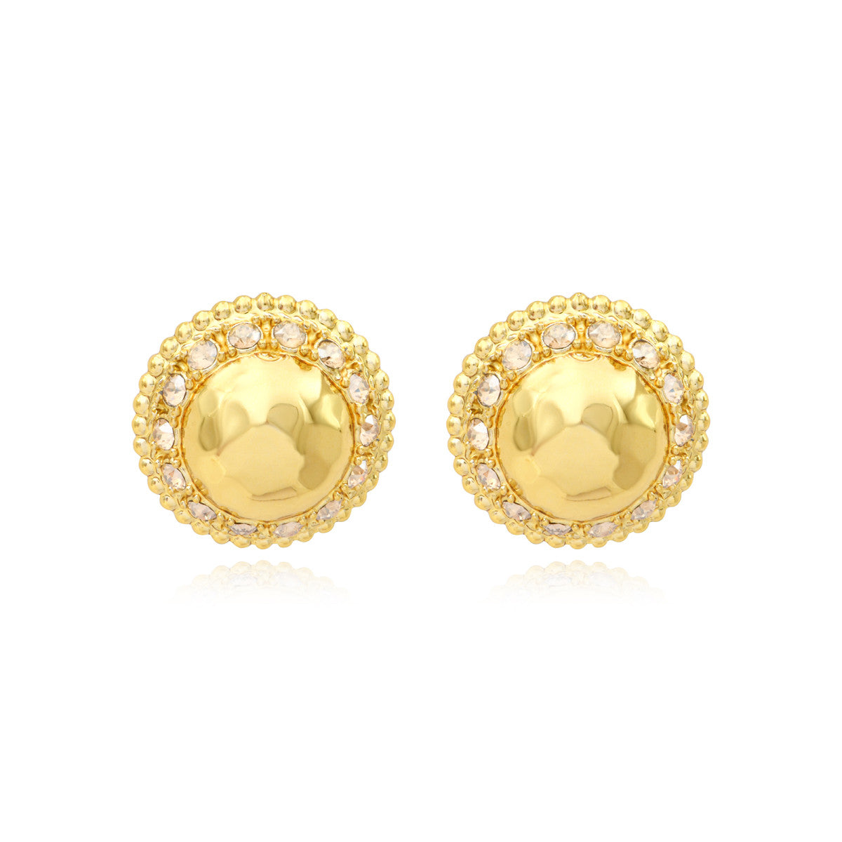 Boucles d'oreilles clips Gloria en résine dorée martelée et cristaux - doré Dore
