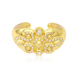 Bracelet manchette Gloria en résine métallisée et cristaux taille M - doré Dore