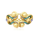 Bracelet chaine réglable Gloria en résine métallisée et cristaux - vert Bleu vert