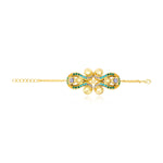 Bracelet chaine réglable Gloria en résine métallisée et cristaux - vert Bleu vert
