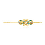 Bracelet chaine réglable Gloria en résine métallisée et cristaux - vert Bleu vert