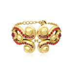 Bracelet chaine réglable Gloria en résine métallisée et cristaux - rouge Rose rouge