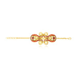 Bracelet chaine réglable Gloria en résine métallisée et cristaux - rouge Rose rouge