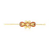 Bracelet chaine réglable Gloria en résine métallisée et cristaux - rouge Rose rouge
